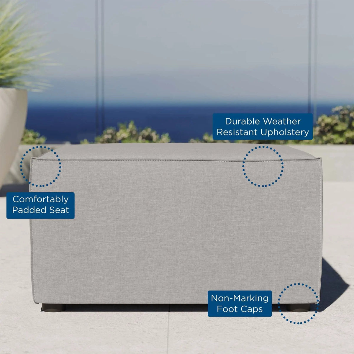 Saybrook Outdoor Patio Upholstered Sectional Sofa Ottoman by Modway by HouseOfZazla