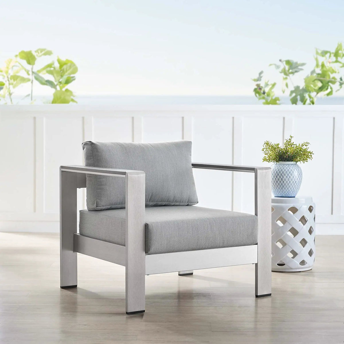 Shore Sunbrella Fabric Aluminum Outdoor Patio Armchair by Modway by HouseOfZazla