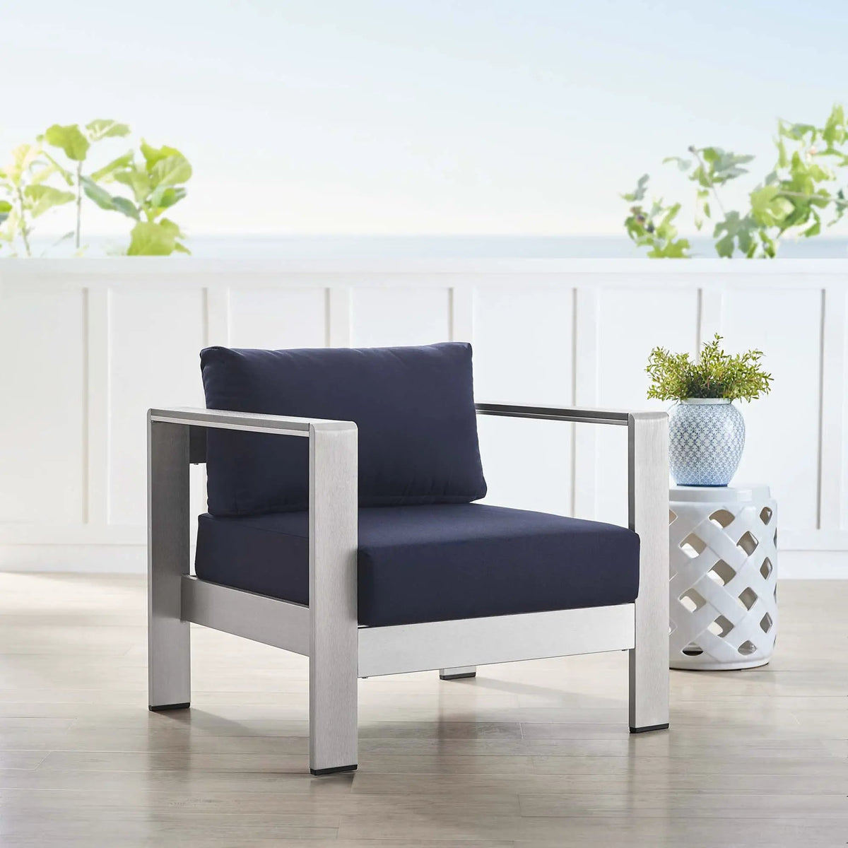 Shore Sunbrella Fabric Aluminum Outdoor Patio Armchair by Modway by HouseOfZazla