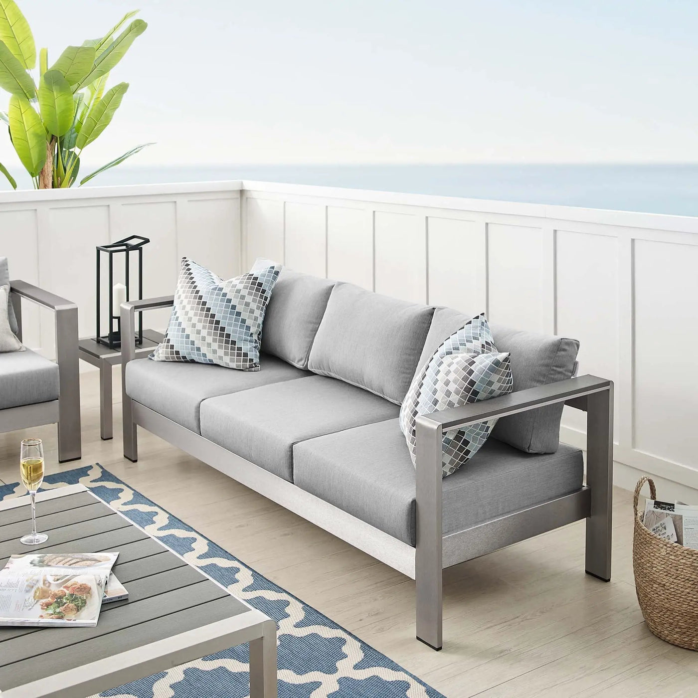 Shore Sunbrella Fabric Aluminum Outdoor Patio Sofa by Modway by HouseOfZazla