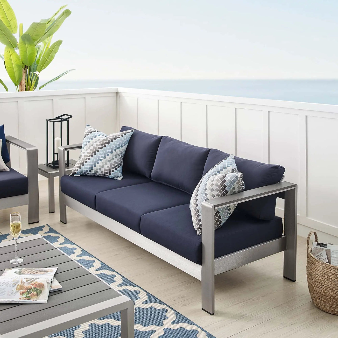 Shore Sunbrella Fabric Aluminum Outdoor Patio Sofa by Modway by HouseOfZazla