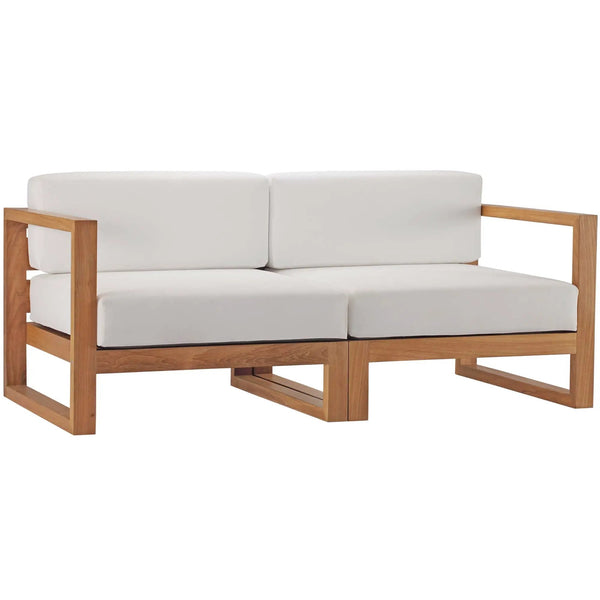 Upland 2-Piece Outdoor Patio Teak Wood Sectional Sofa Loveseat by Modway