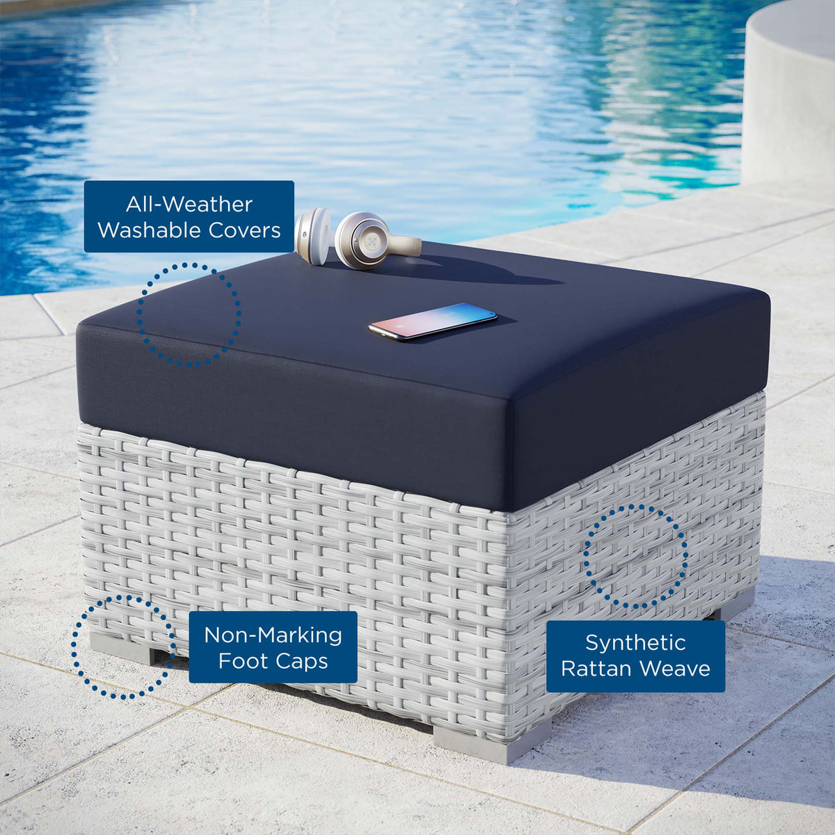 Convene Outdoor Patio Ottoman by Modway, photo 5 of 6