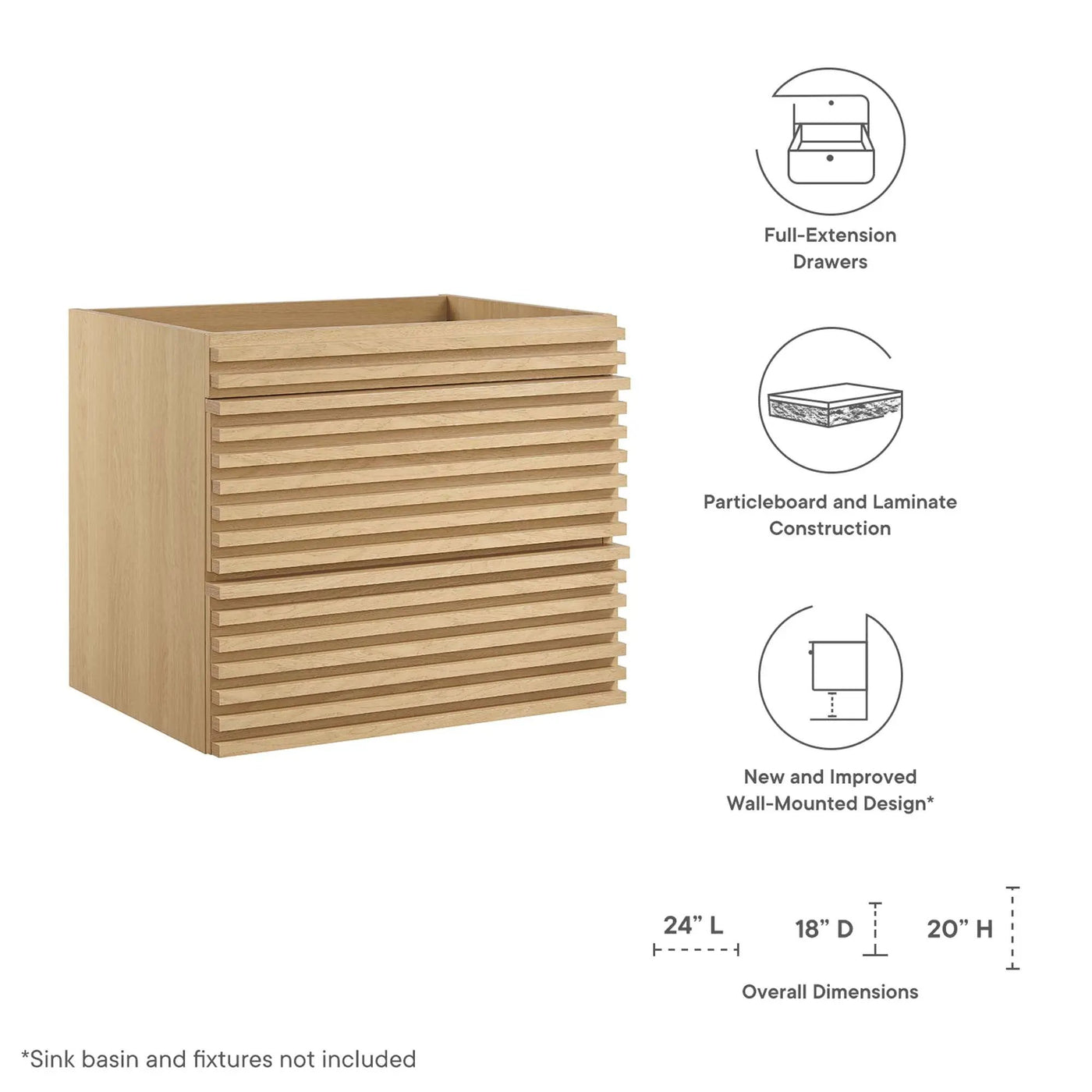 Render 24" Wall-Mount Bathroom Vanity Cabinet by Modway by HouseOfZazla