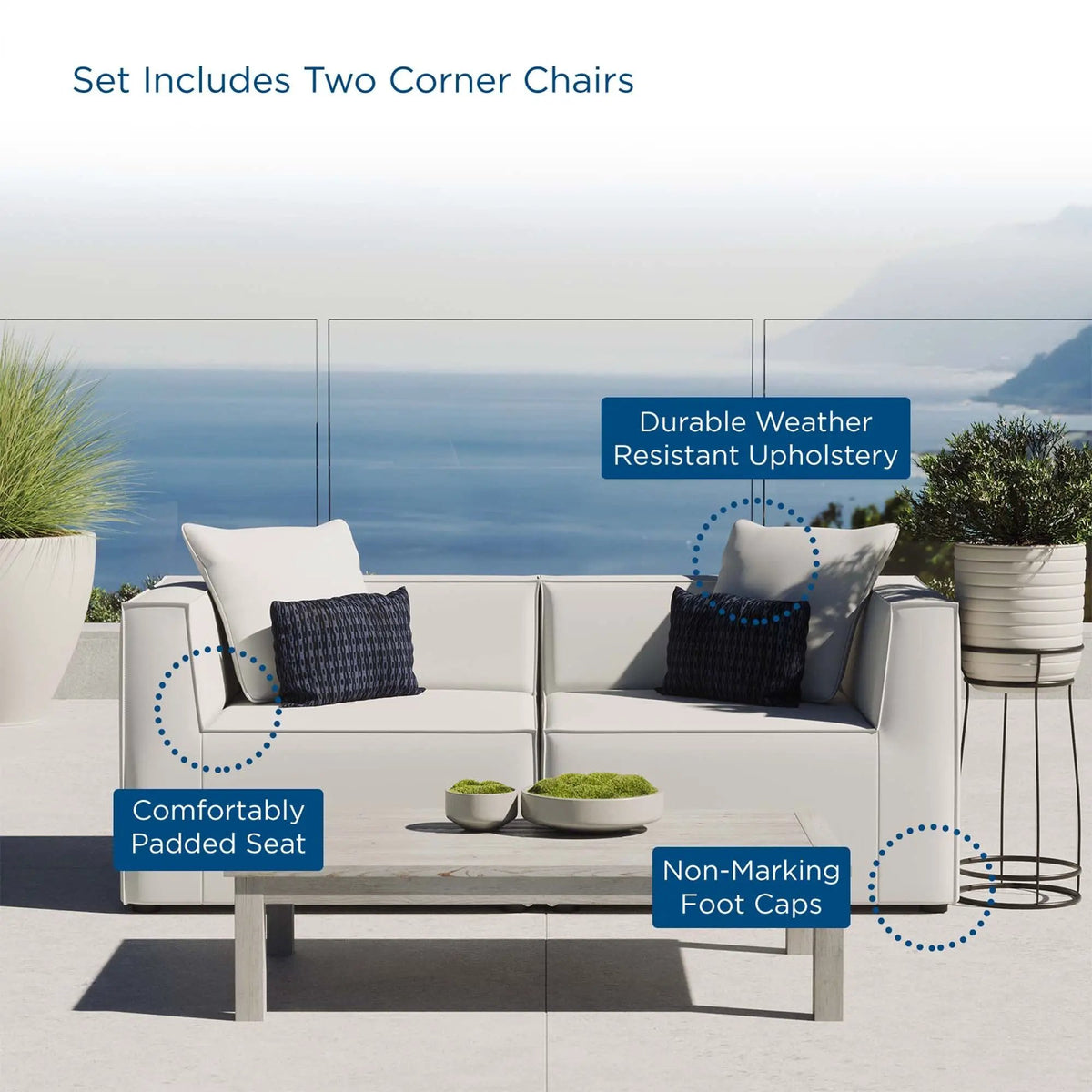 Saybrook 2-Piece Outdoor Patio Upholstered Sectional Sofa Loveseat by Modway by HouseOfZazla