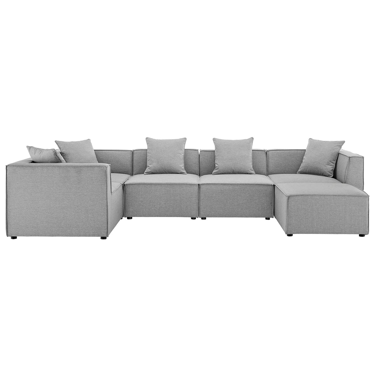 Saybrook 6-Piece Outdoor Patio Upholstered Sectional Sofa by Modway - Gray / Navy / White (EEI-4386)