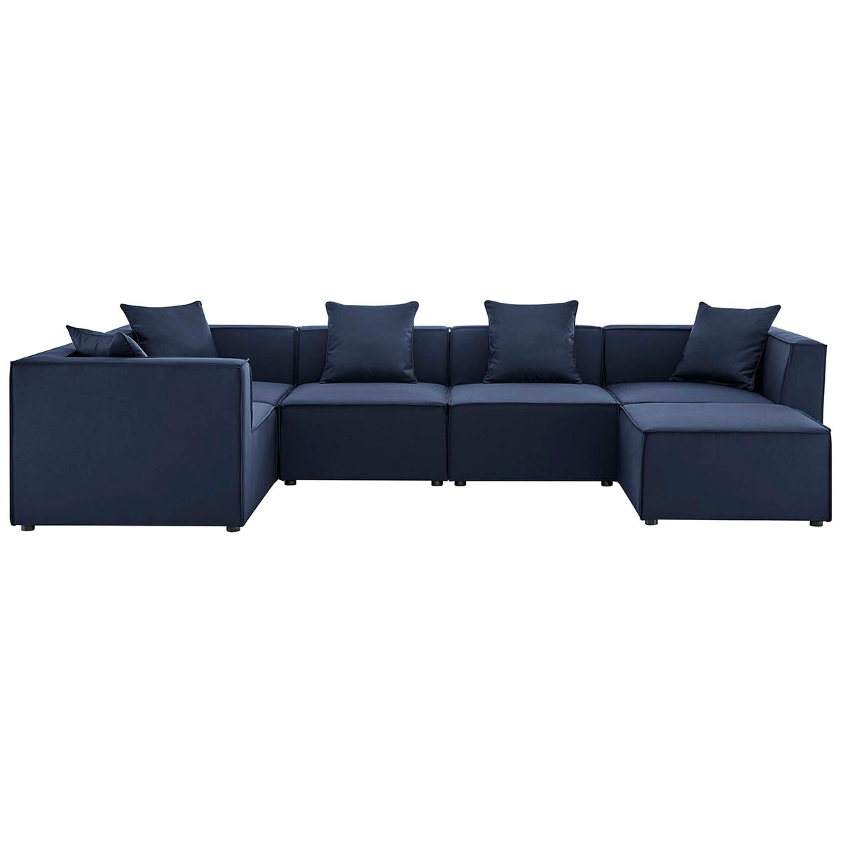 Saybrook 6-Piece Outdoor Patio Upholstered Sectional Sofa by Modway - Gray / Navy / White (EEI-4386), photo 14 of 39