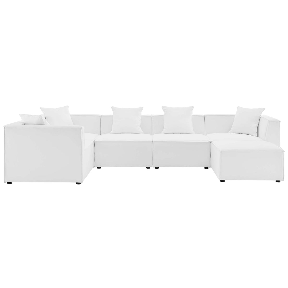 Saybrook 6-Piece Outdoor Patio Upholstered Sectional Sofa by Modway - Gray / Navy / White (EEI-4386), photo 27 of 39