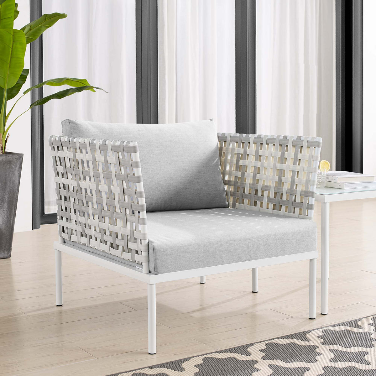 Harmony Sunbrella® Basket Weave Outdoor Patio Aluminum Armchair by Modway, photo 6 of 16