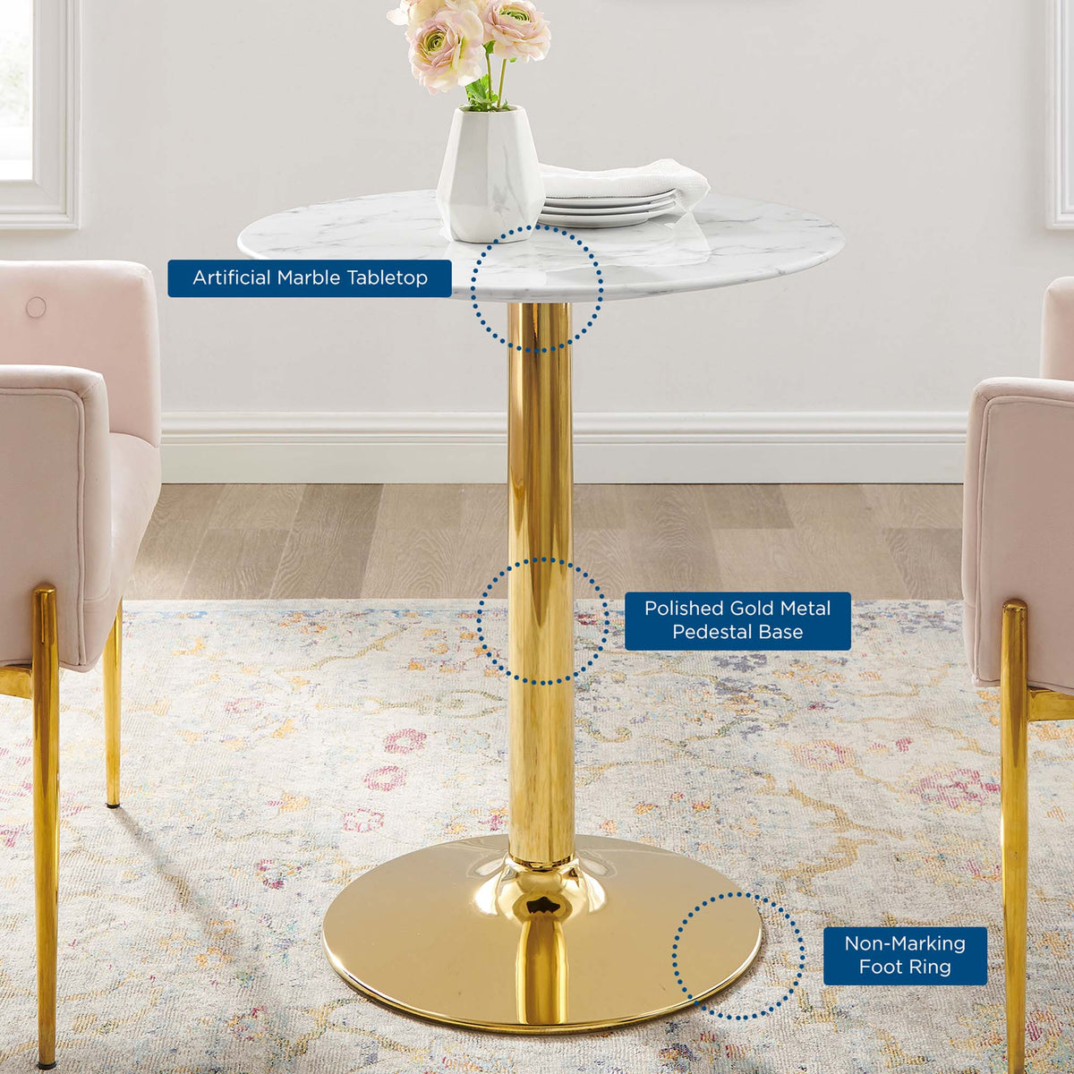 Verne Artificial Marble Dining Table by Modway, photo 5 of 36