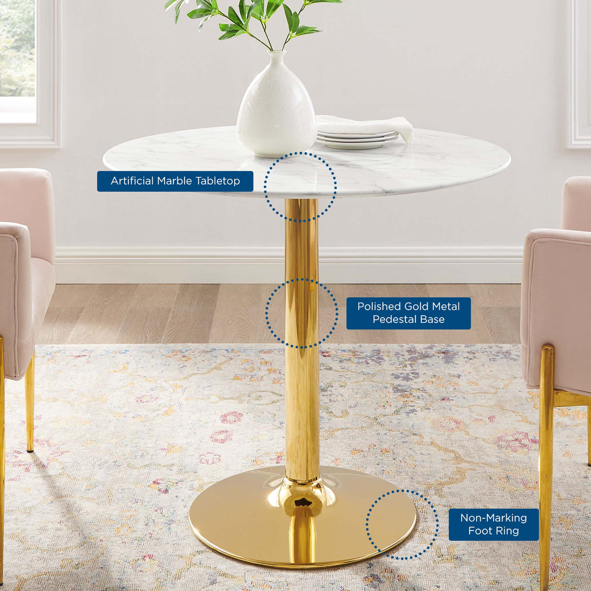 Verne Artificial Marble Dining Table by Modway, photo 17 of 36