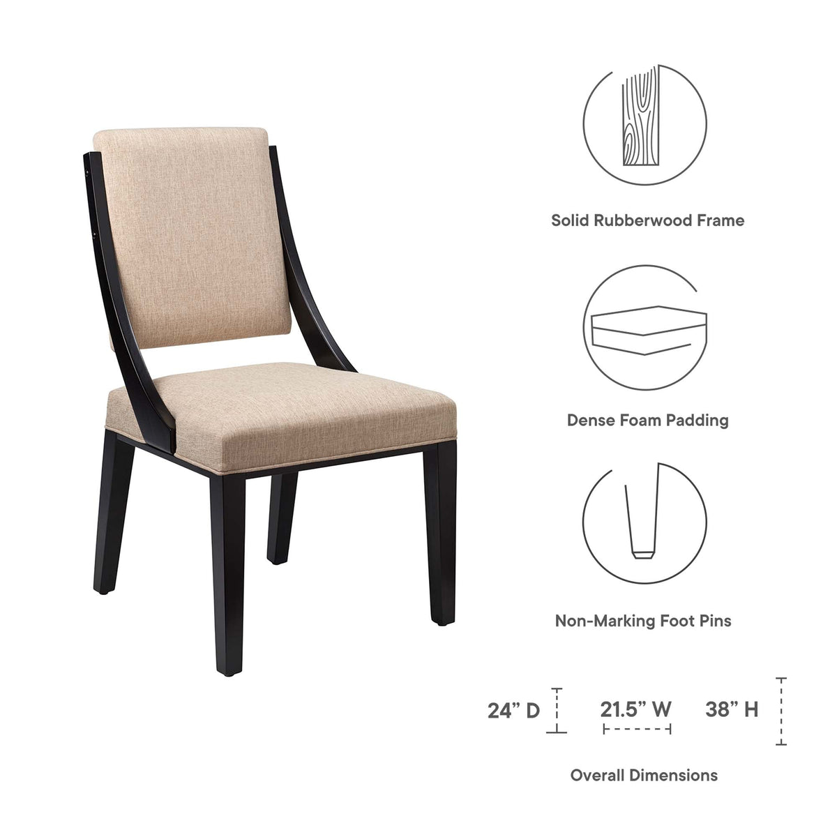 Cambridge Upholstered Fabric Dining Chairs Set of 2 by Modway, photo 2 of 16
