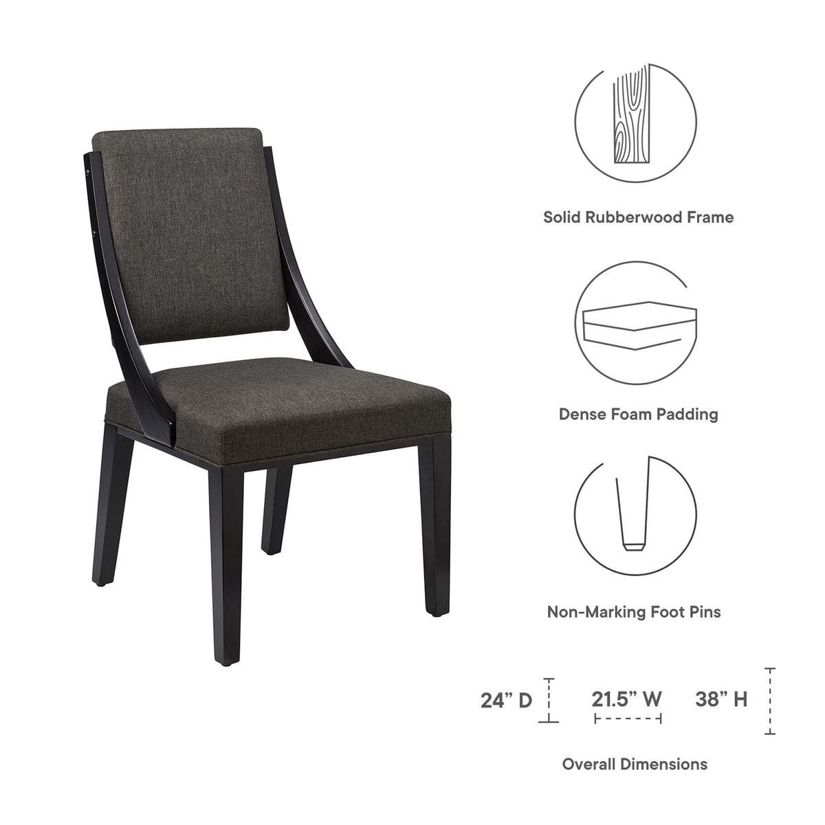 Cambridge Upholstered Fabric Dining Chairs Set of 2 by Modway, photo 10 of 16