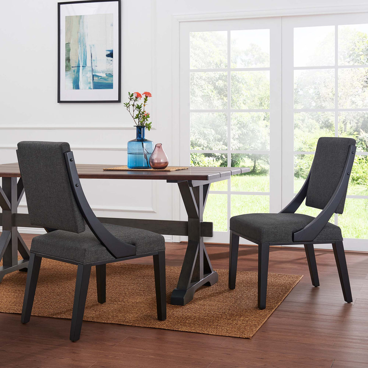 Cambridge Upholstered Fabric Dining Chairs Set of 2 by Modway, photo 15 of 16