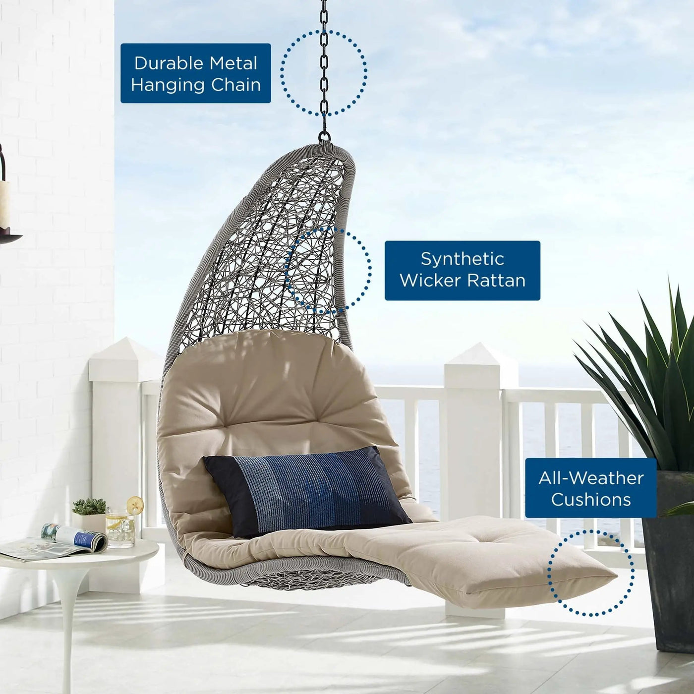 Landscape Hanging Chaise Lounge Outdoor Patio Swing Chair by Modway by HouseOfZazla