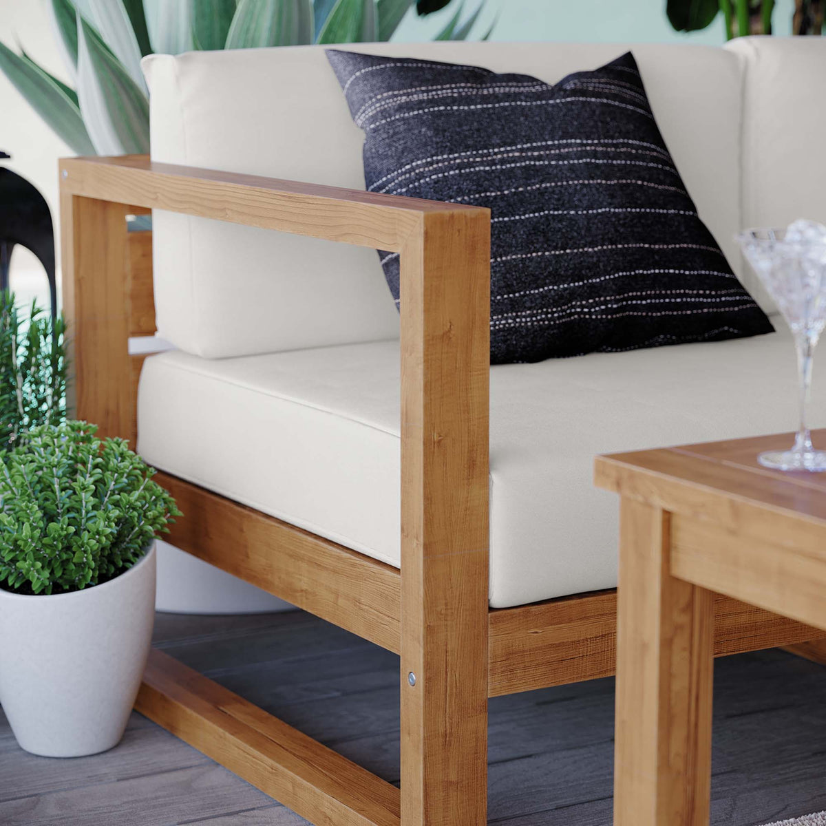 Upland 5-Piece Outdoor Patio Teak Wood Sectional Sofa Set by Modway, photo 17 of 19
