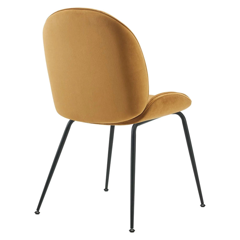 Scoop Black Powder Coated Steel Leg Performance Velvet Dining Chairs Set of 2 by HouseOfZazla