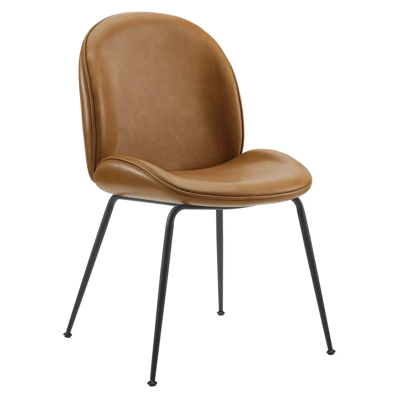 Scoop Black Powder Coated Steel Leg Vegan Leather Dining Chairs Set of 2 by Modway by HouseOfZazla