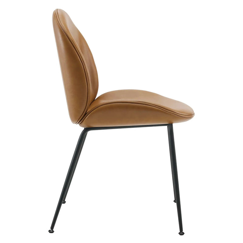 Scoop Black Powder Coated Steel Leg Vegan Leather Dining Chairs Set of 2 by Modway by HouseOfZazla