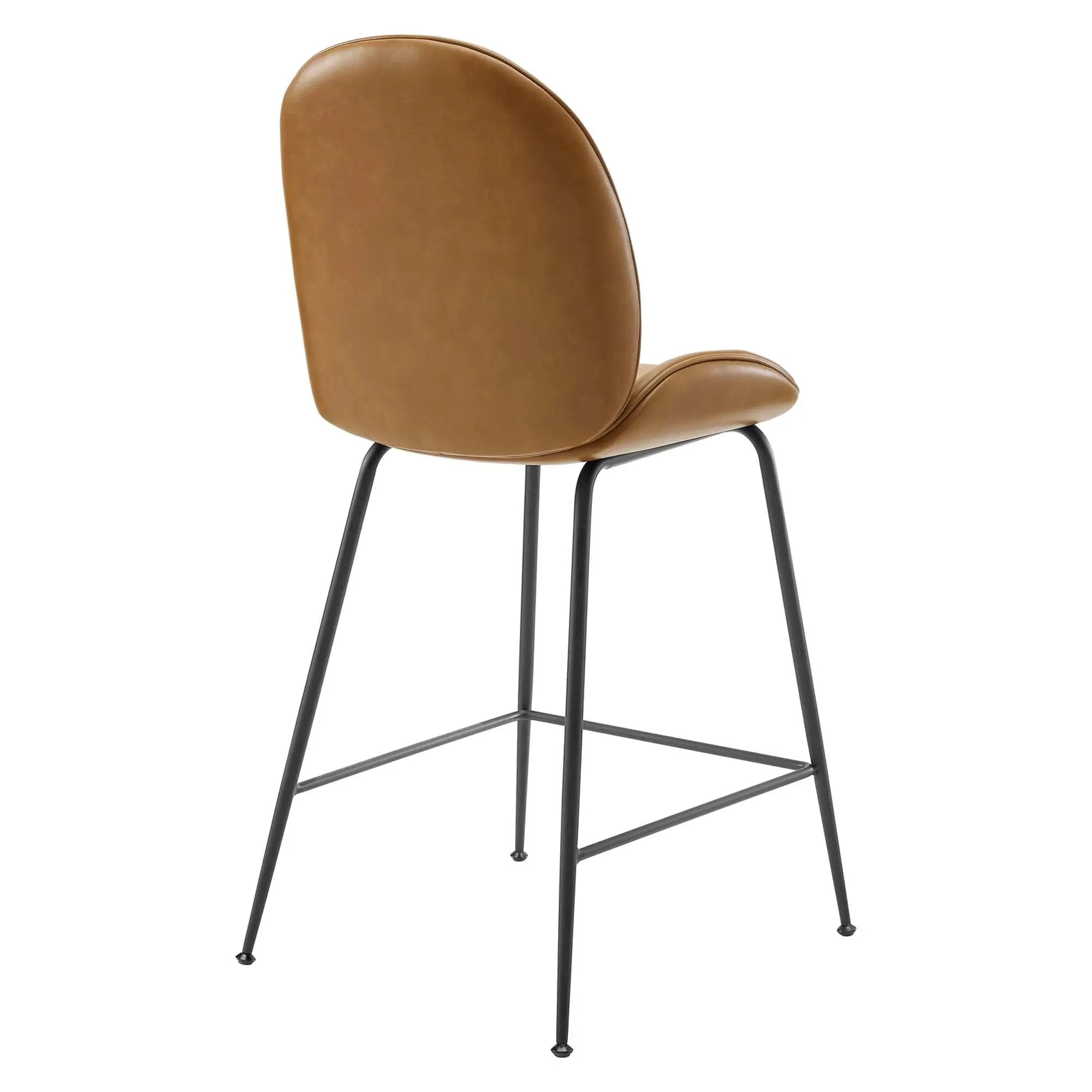 Scoop Black Powder Coated Steel Leg Vegan Leather Counter Stool by Modway by HouseOfZazla