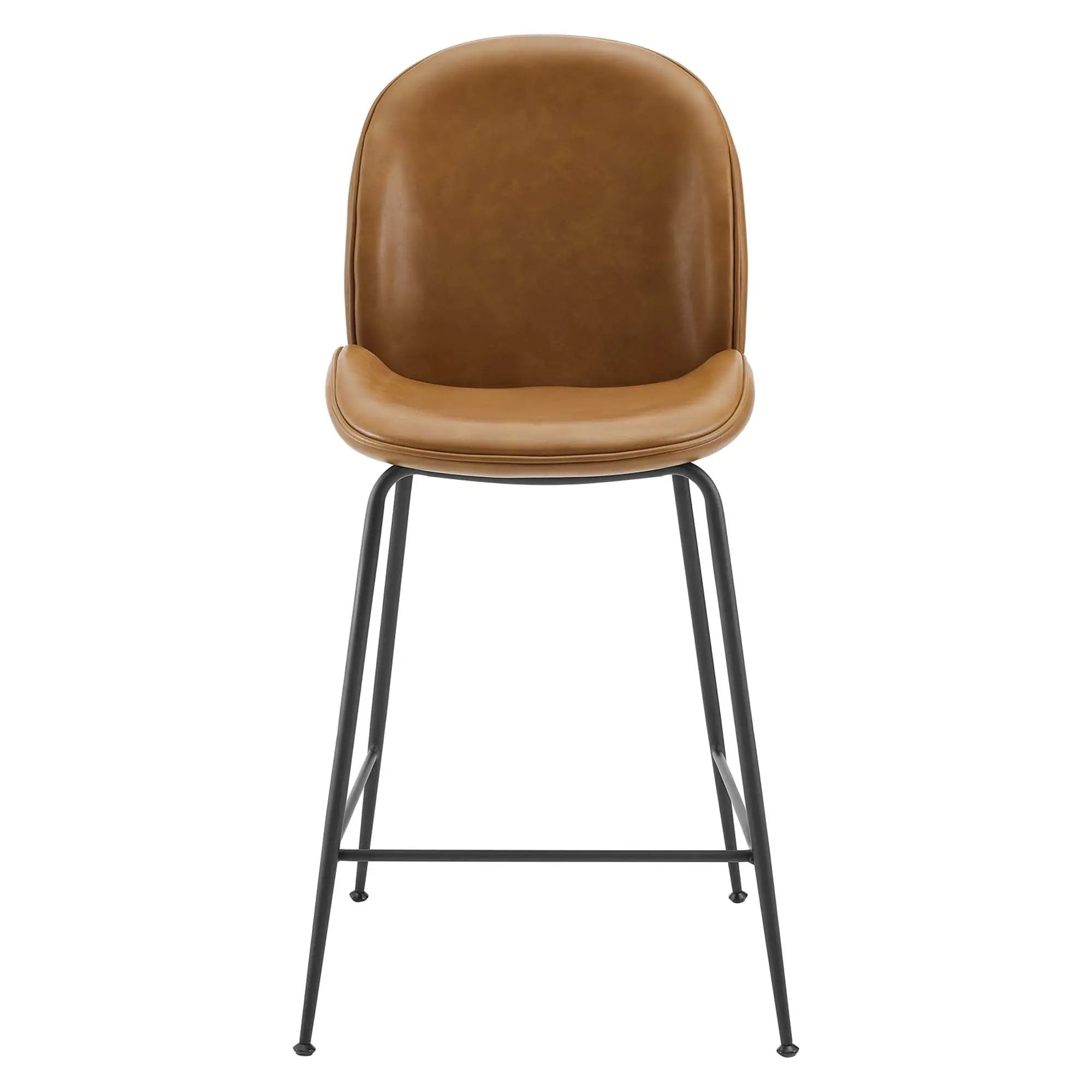 Scoop Black Powder Coated Steel Leg Vegan Leather Counter Stool by Modway by HouseOfZazla