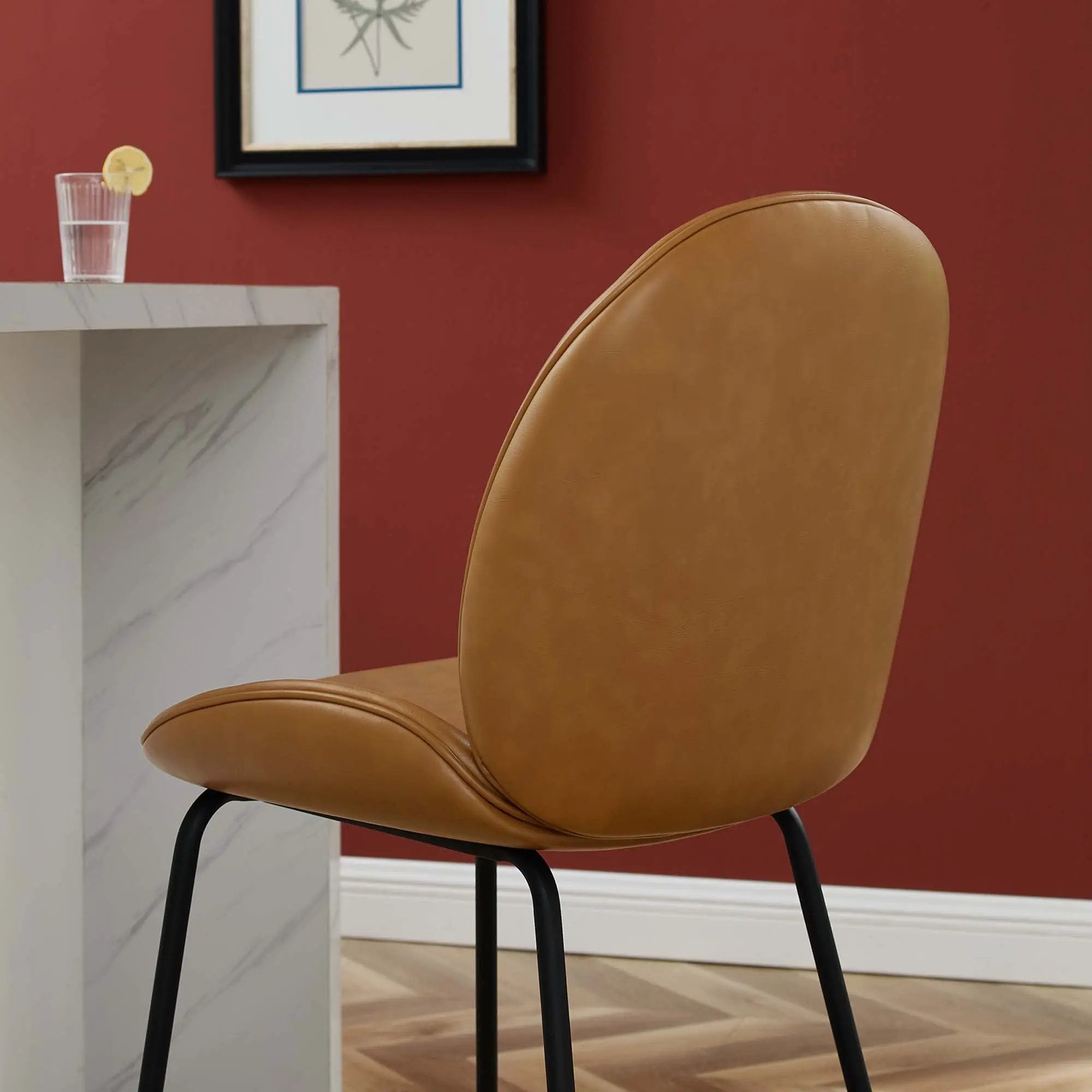 Scoop Black Powder Coated Steel Leg Vegan Leather Counter Stool by Modway by HouseOfZazla