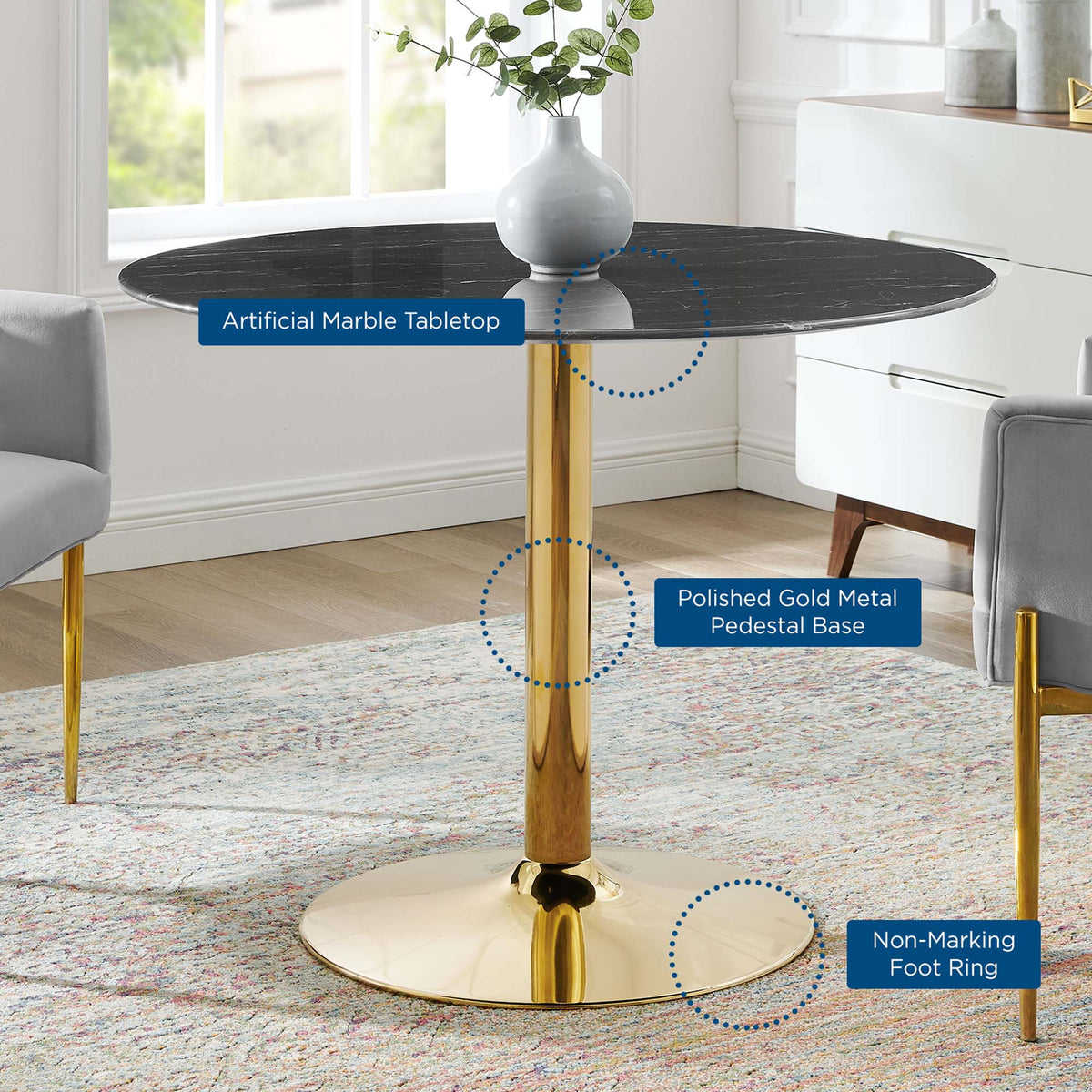 Verne Artificial Marble Dining Table by Modway, photo 35 of 36