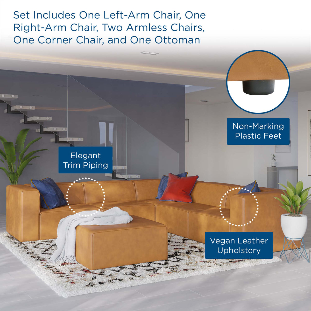Mingle 6-Piece Vegan Leather Furniture Set by Modway, photo 14 of 14