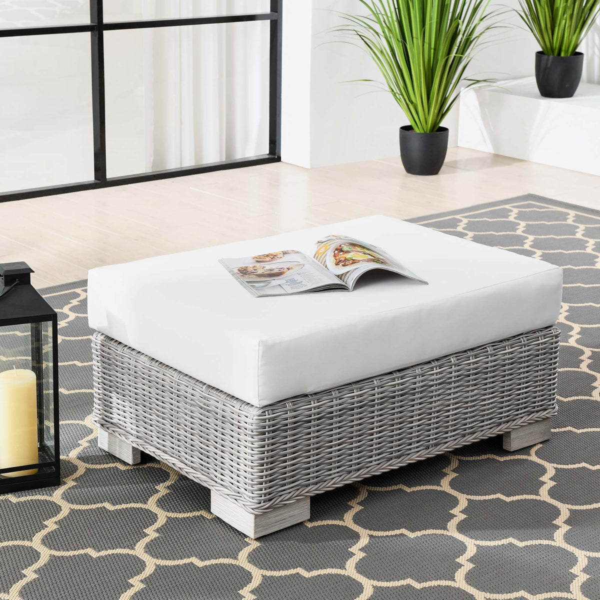 Conway Outdoor Patio Wicker Rattan Ottoman by Modway, photo 14 of 16