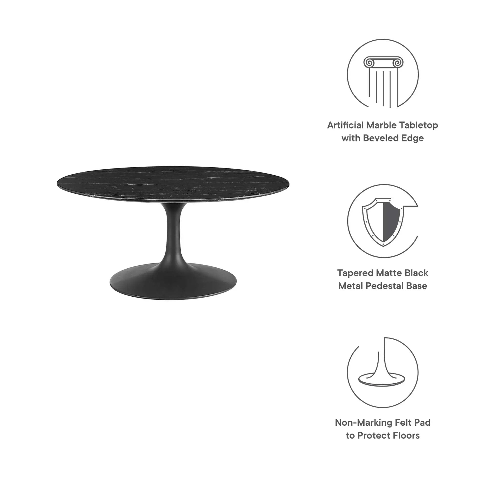 Lippa 36" Round Faux Marble Coffee Table by Modway by HouseOfZazla