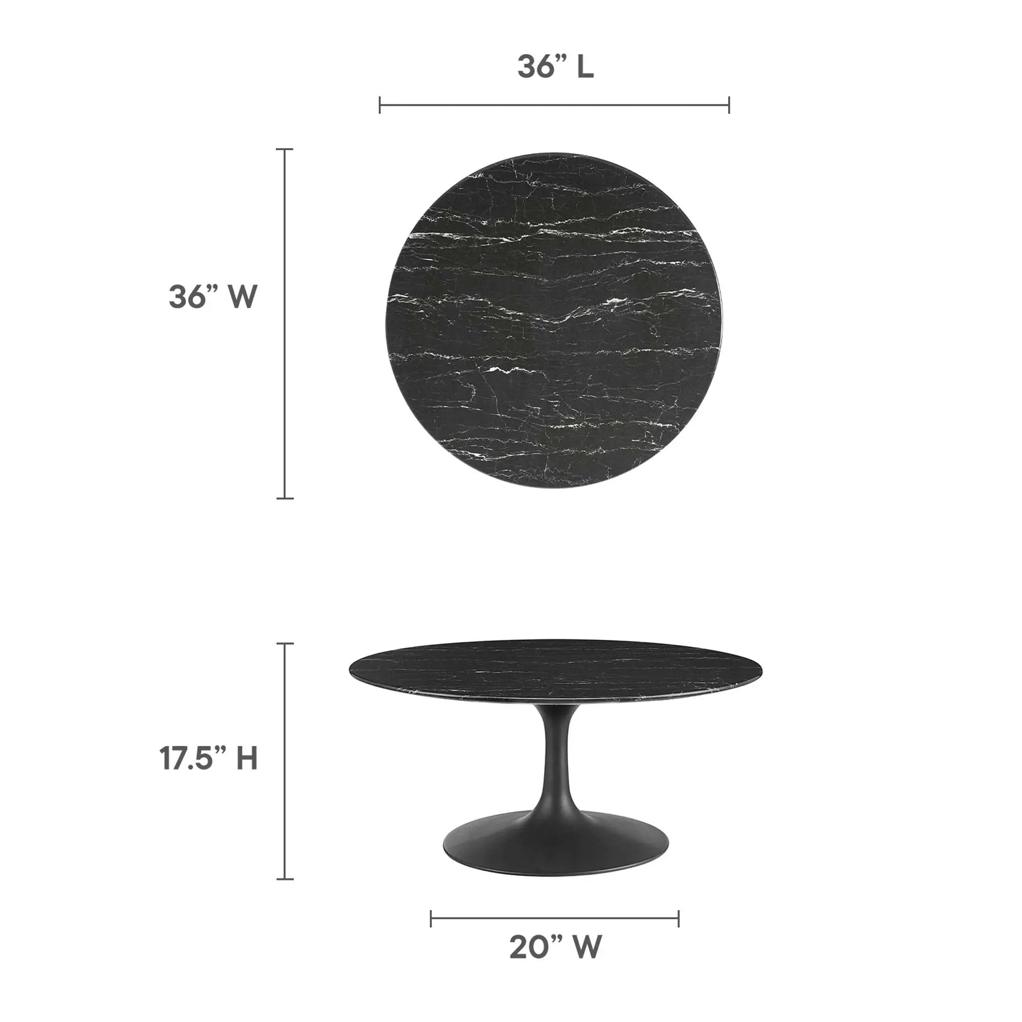 Lippa 36" Round Faux Marble Coffee Table by Modway by HouseOfZazla