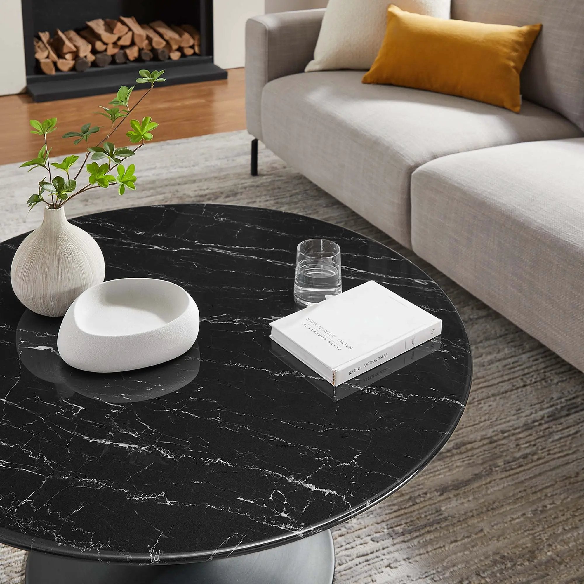 Lippa 36" Round Faux Marble Coffee Table by Modway by HouseOfZazla