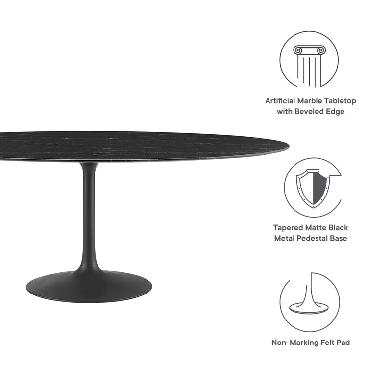 Lippa 78" Oval Faux Marble Dining Table by Modway - EEI-4889, photo 3 of 7