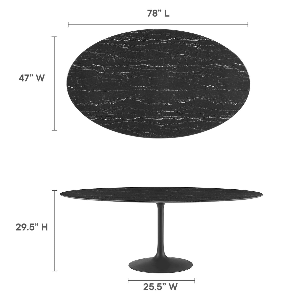 Lippa 78" Oval Faux Marble Dining Table by Modway - EEI-4889, photo 2 of 7
