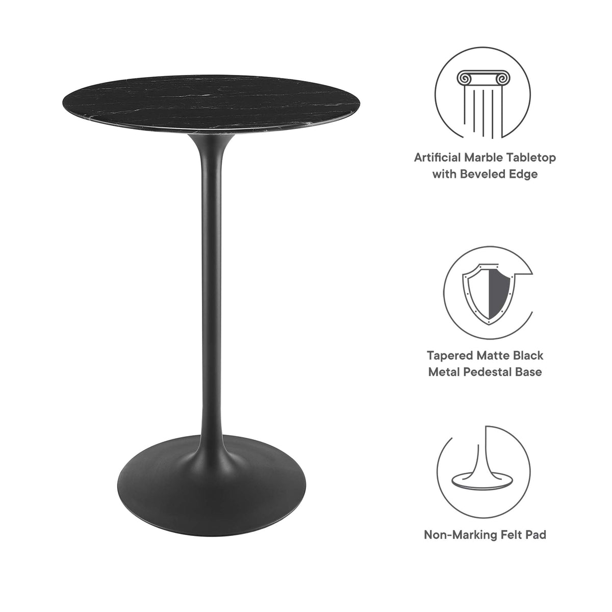 Lippa Round Faux Marble Bar Table by Modway, photo 24 of 40