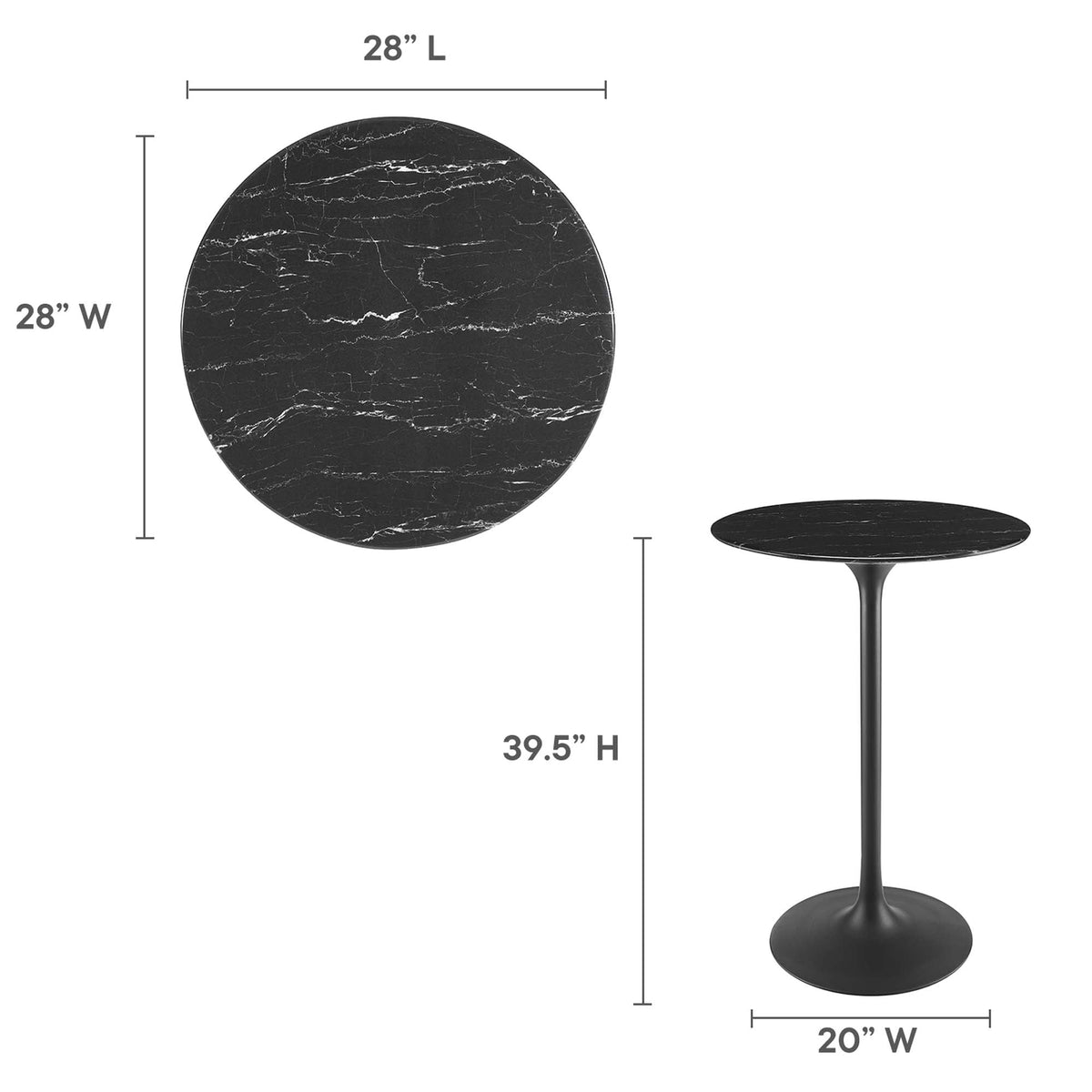 Lippa Round Faux Marble Bar Table by Modway, photo 23 of 40