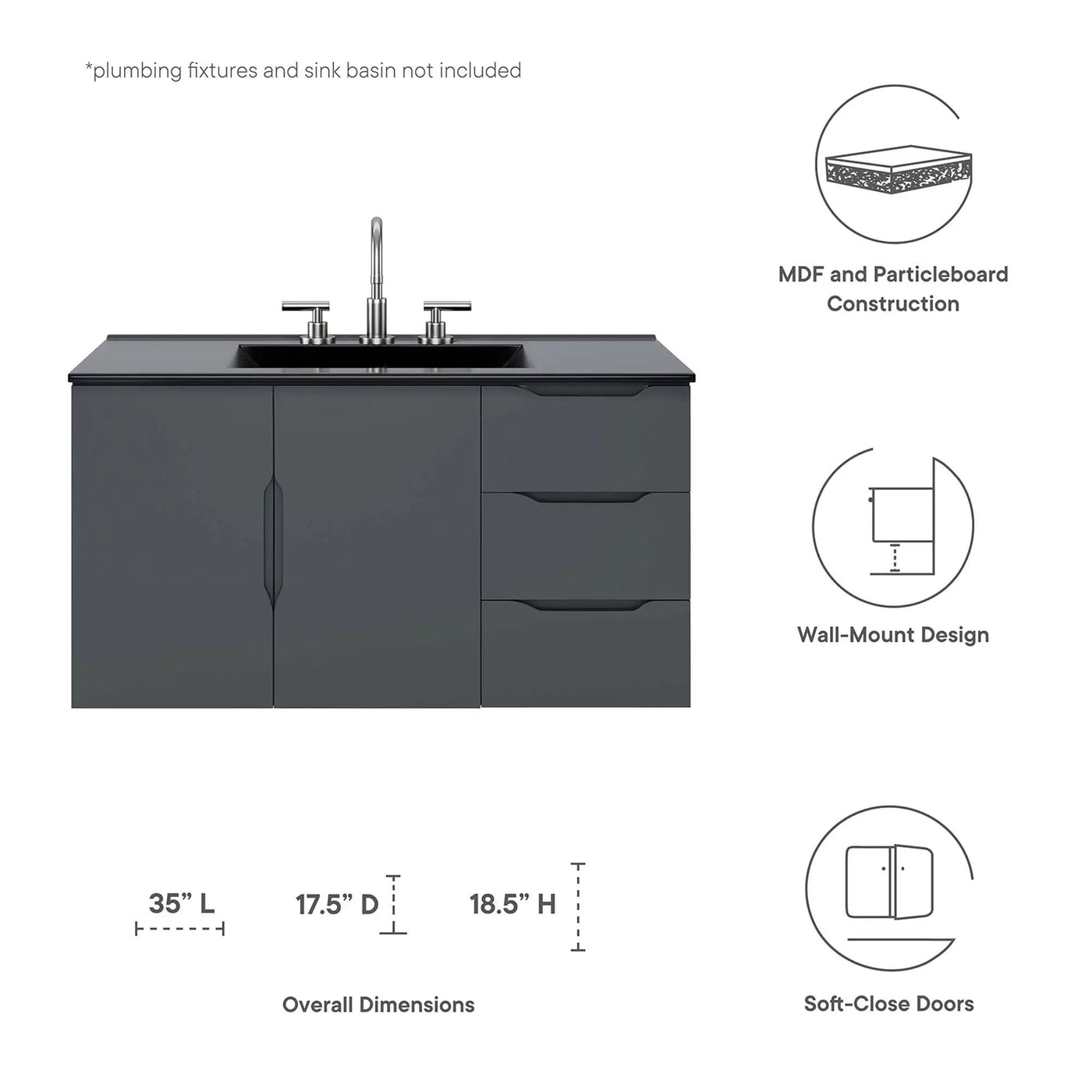 Vitality 36" Bathroom Vanity Cabinet (Sink Basin Not Included) by Modway by HouseOfZazla