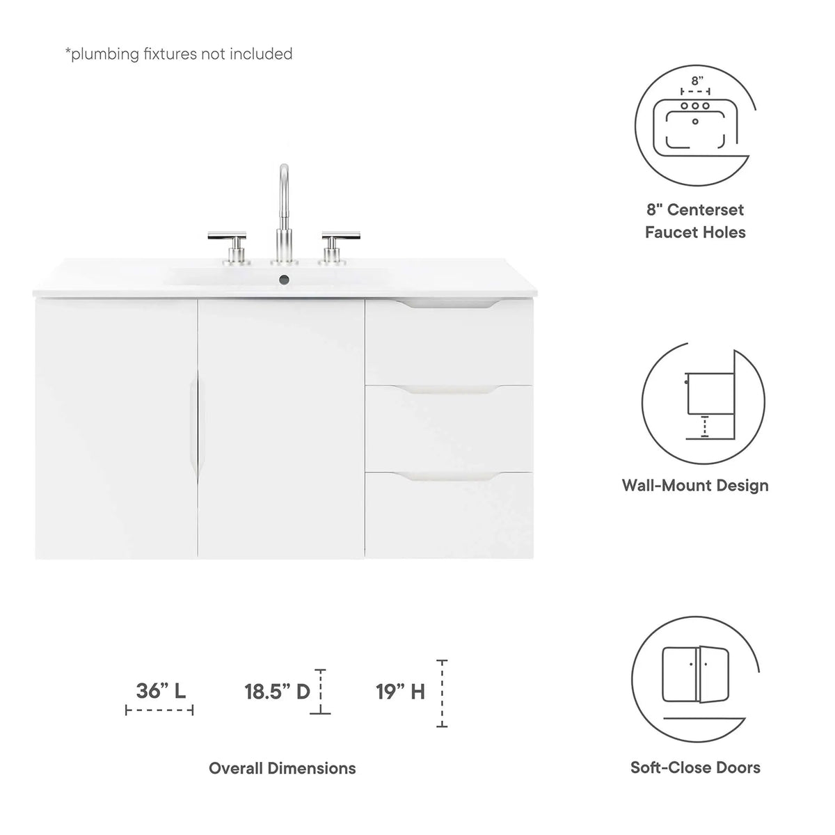 Vitality 36" Bathroom Vanity Cabinet (Sink Basin Not Included) by Modway by HouseOfZazla