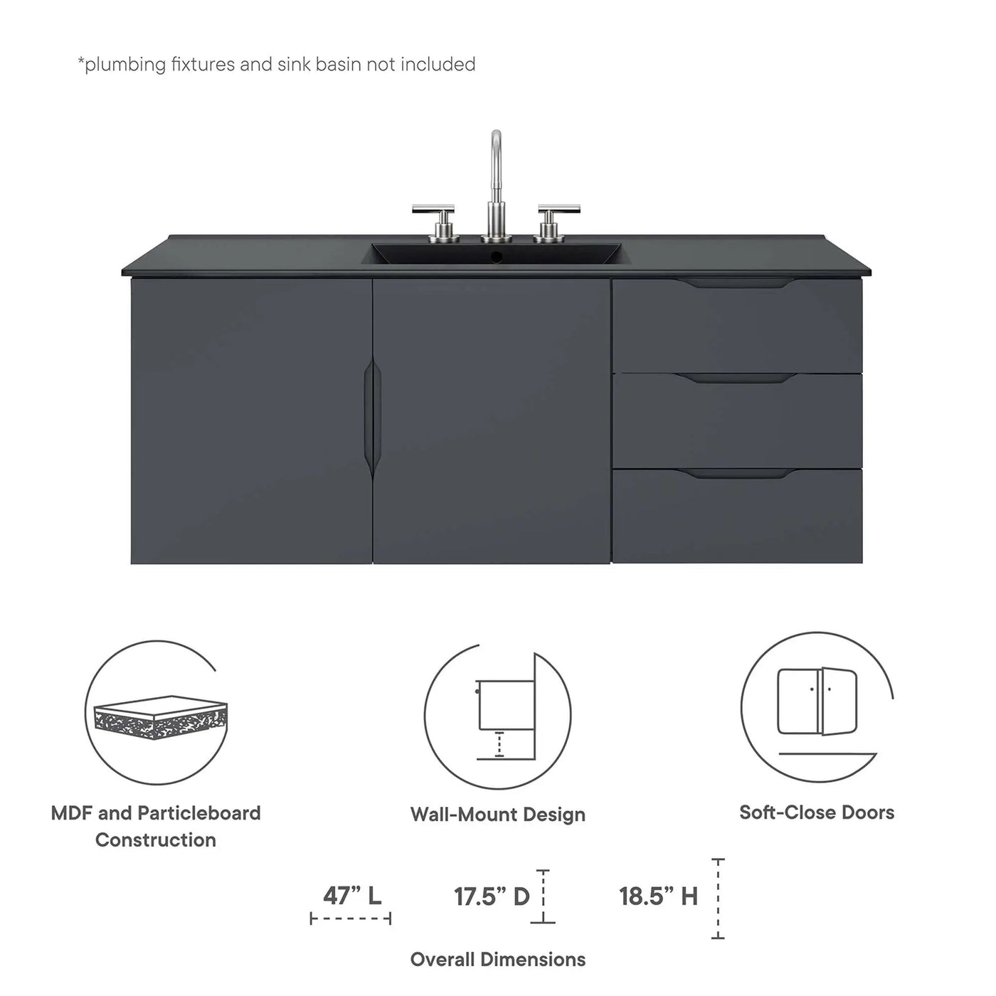 Vitality 48" Double or Single Sink Compatible Bathroom Vanity Cabinet by Modway by HouseOfZazla