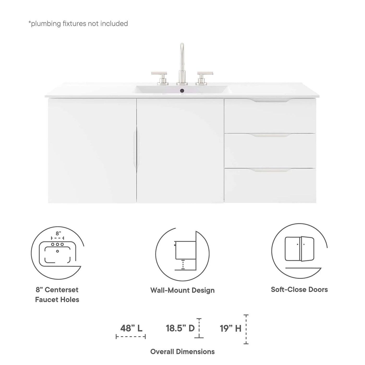 Vitality 48" Double or Single Sink Compatible Bathroom Vanity Cabinet by Modway by HouseOfZazla