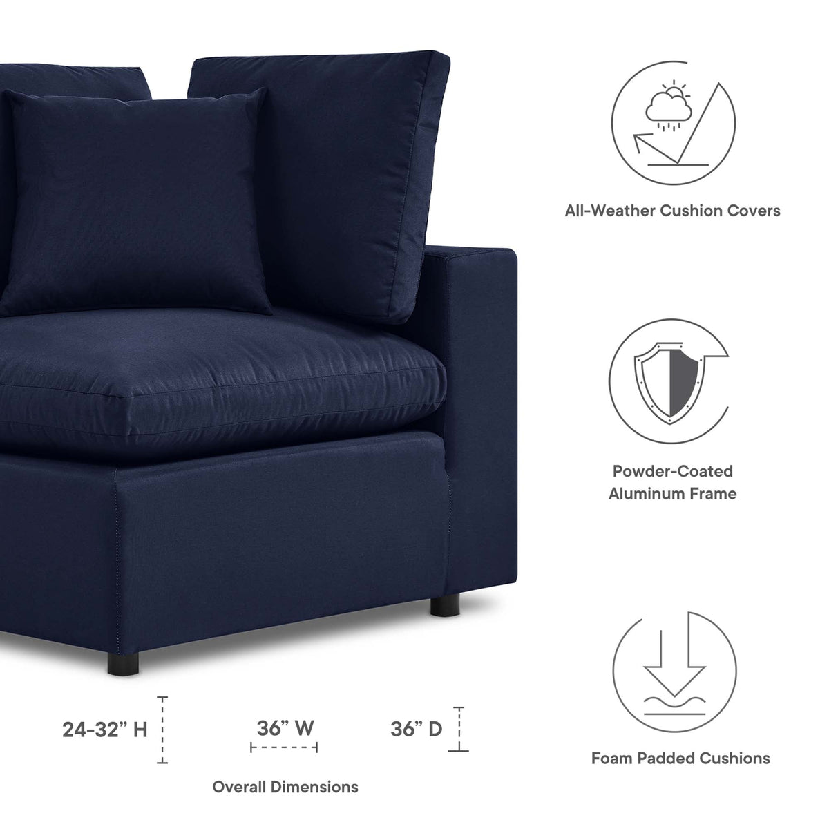 Commix Overstuffed Outdoor Patio Corner Chair by Modway, photo 8 of 18