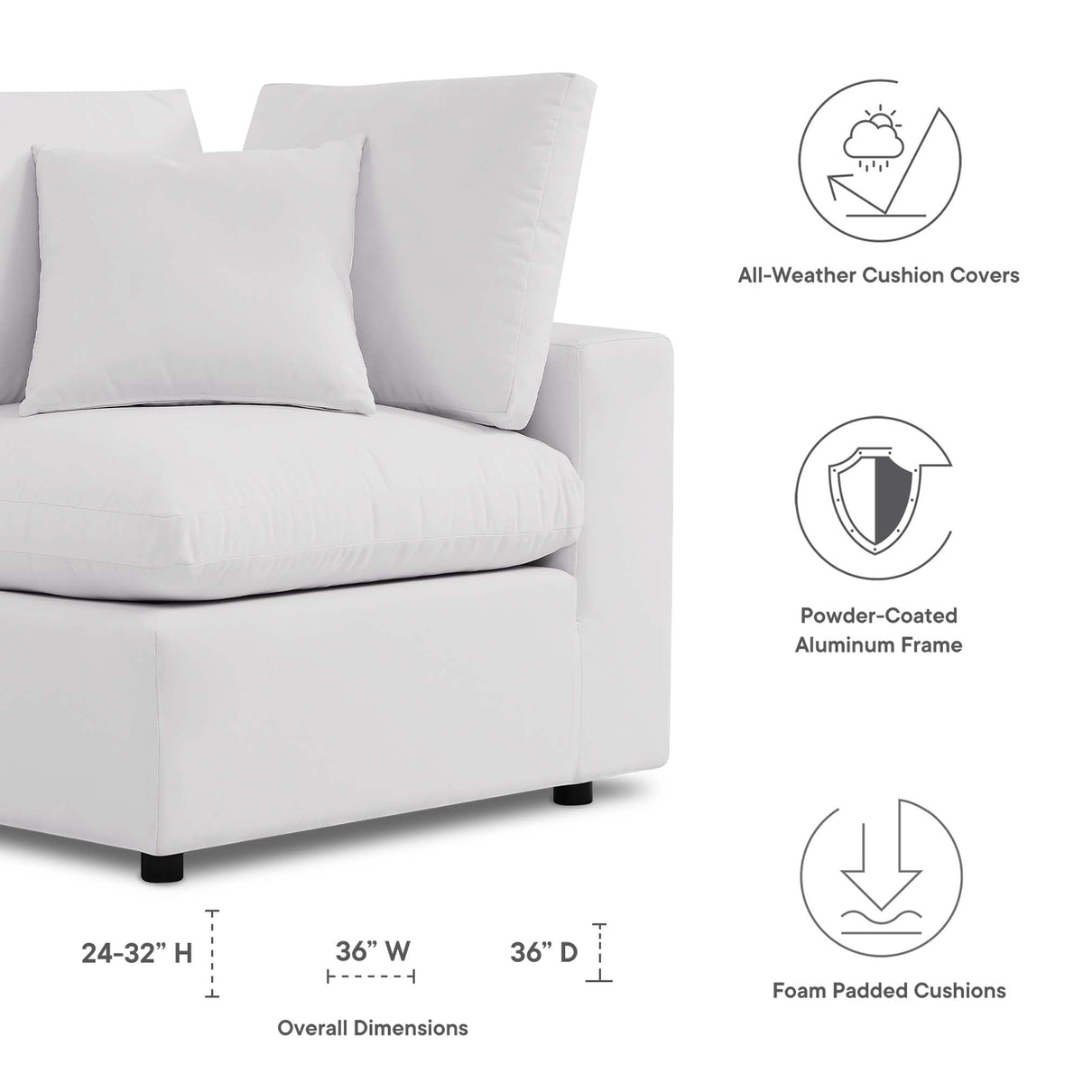 Commix Overstuffed Outdoor Patio Corner Chair by Modway, photo 14 of 18
