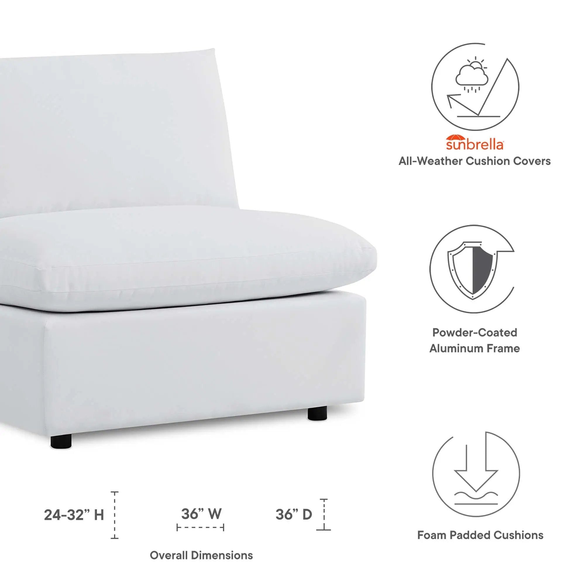 Commix Sunbrella Outdoor Patio Armless Chair by Modway by HouseOfZazla