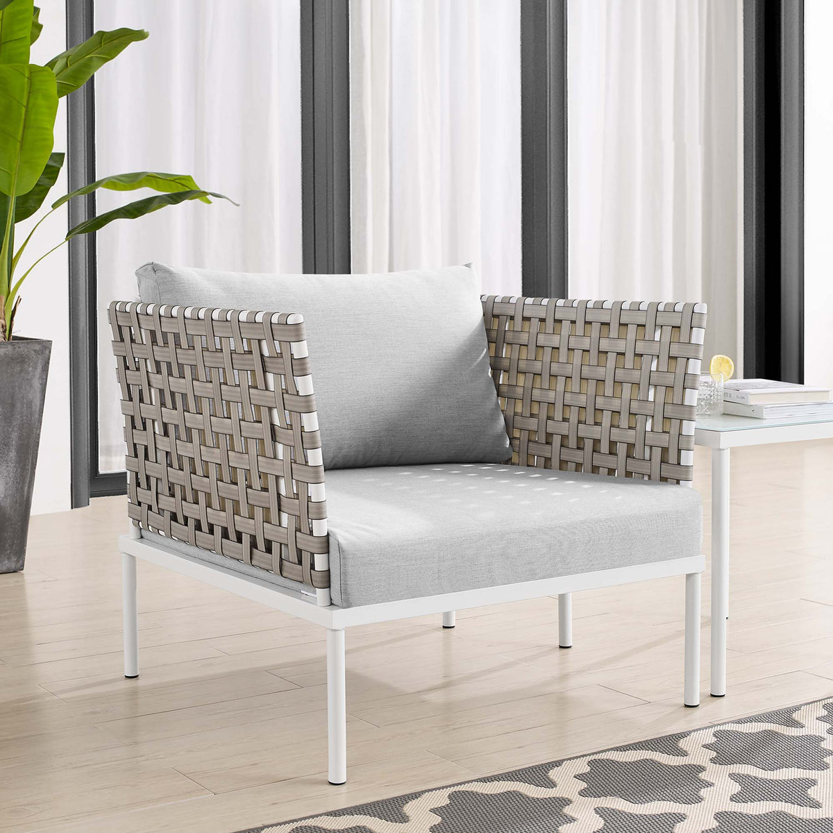 Harmony Sunbrella® Basket Weave Outdoor Patio Aluminum Armchair by Modway, photo 14 of 16