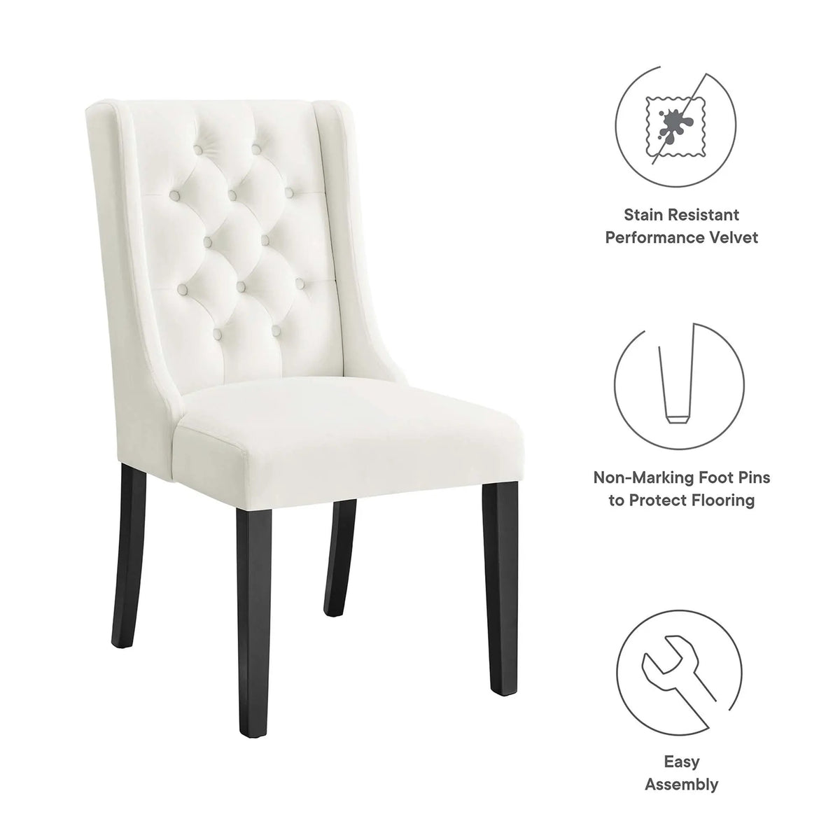 Baronet Performance Velvet Dining Chairs Set of 2 by Modway by HouseOfZazla