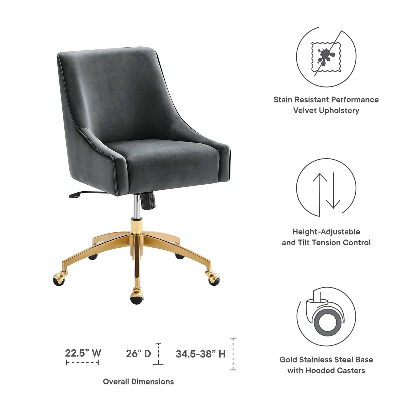 Discern Performance Velvet Office Chair by Modway by HouseOfZazla