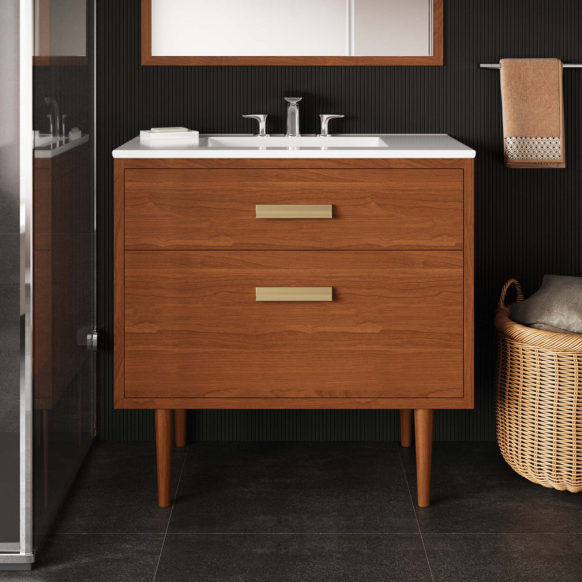 Cassia 36" Teak Wood Bathroom Vanity Cabinet (Sink Basin Not Included) by Modway, photo 10 of 10