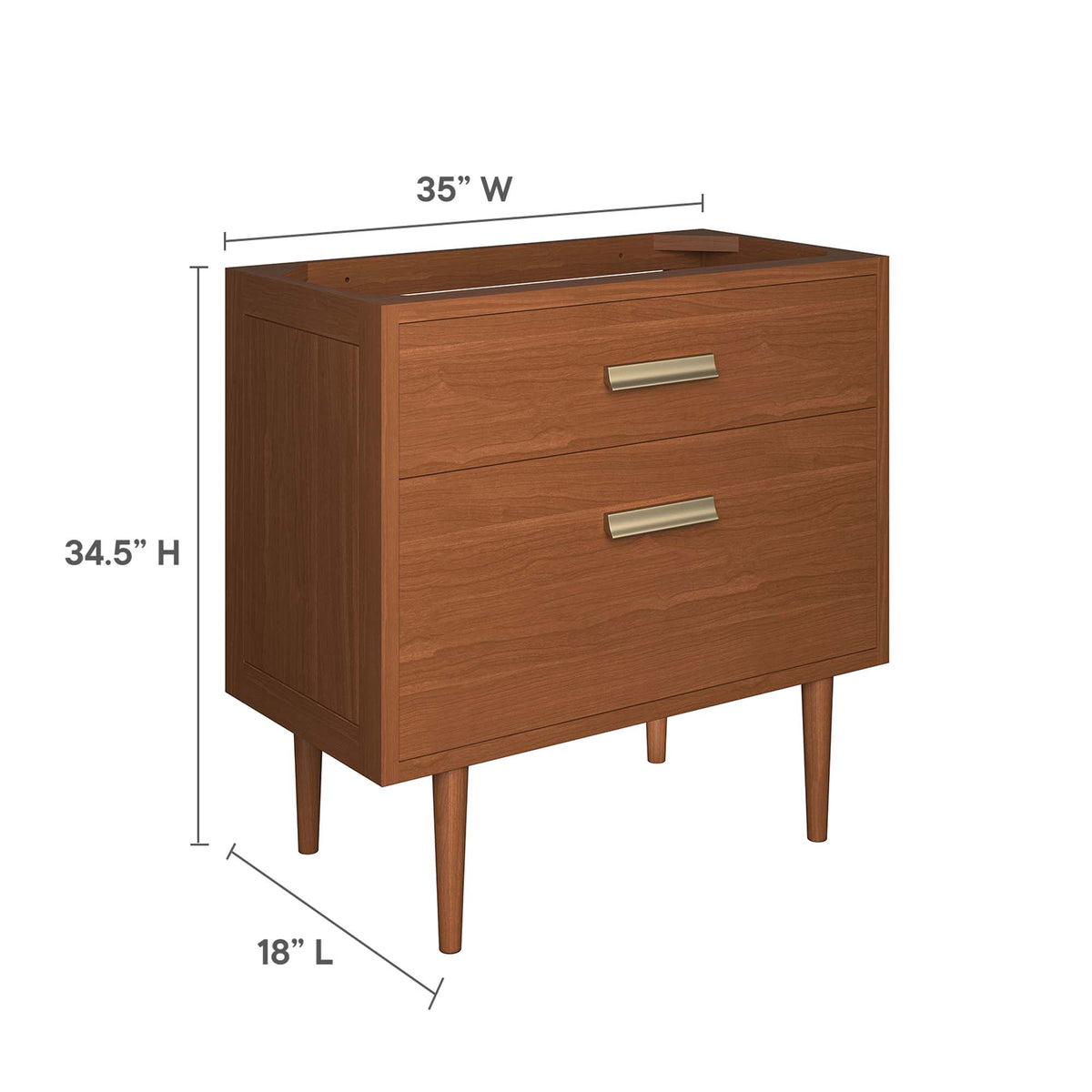 Cassia 36" Teak Wood Bathroom Vanity Cabinet (Sink Basin Not Included) by Modway, photo 3 of 10