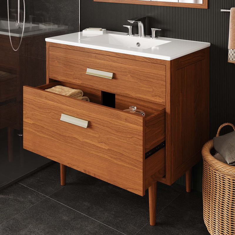 Cassia 36" Teak Wood Bathroom Vanity Cabinet (Sink Basin Not Included) by Modway, photo 9 of 10