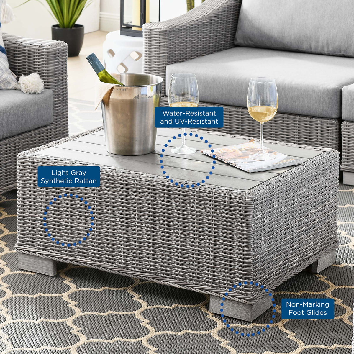 Conway 4-Piece Outdoor Patio Wicker Rattan Furniture Set by Modway, photo 15 of 41